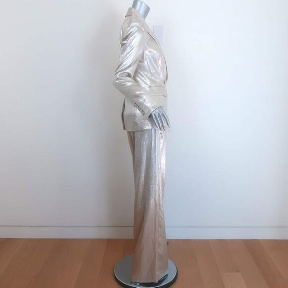 Veronica Beard Metallic Suit Silver Size 4 Jagger Jacket & Millicent Pants NEW - Picture 4 of 13